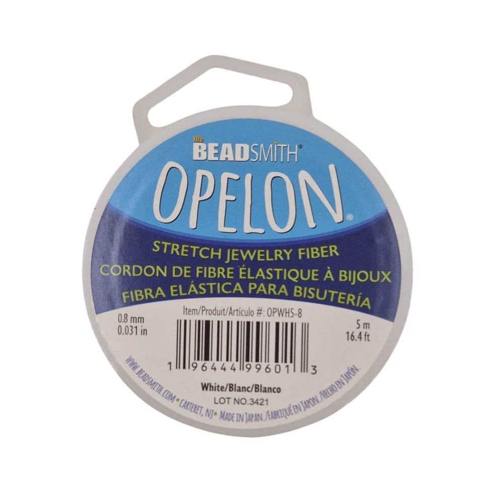 0.8mm Opelon Stretch Jewelry Fiber, white