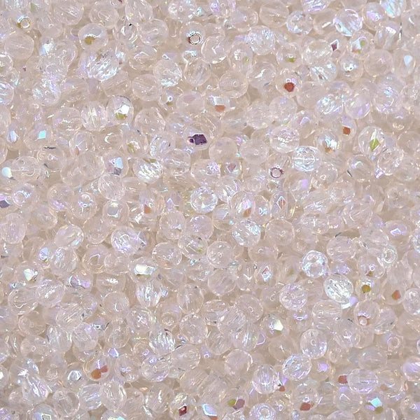 4mm Czech Faceted Round Glass Bead, crystal AB