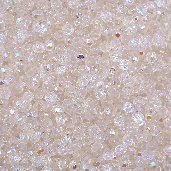 4mm Czech Faceted Round Glass Bead, crystal AB