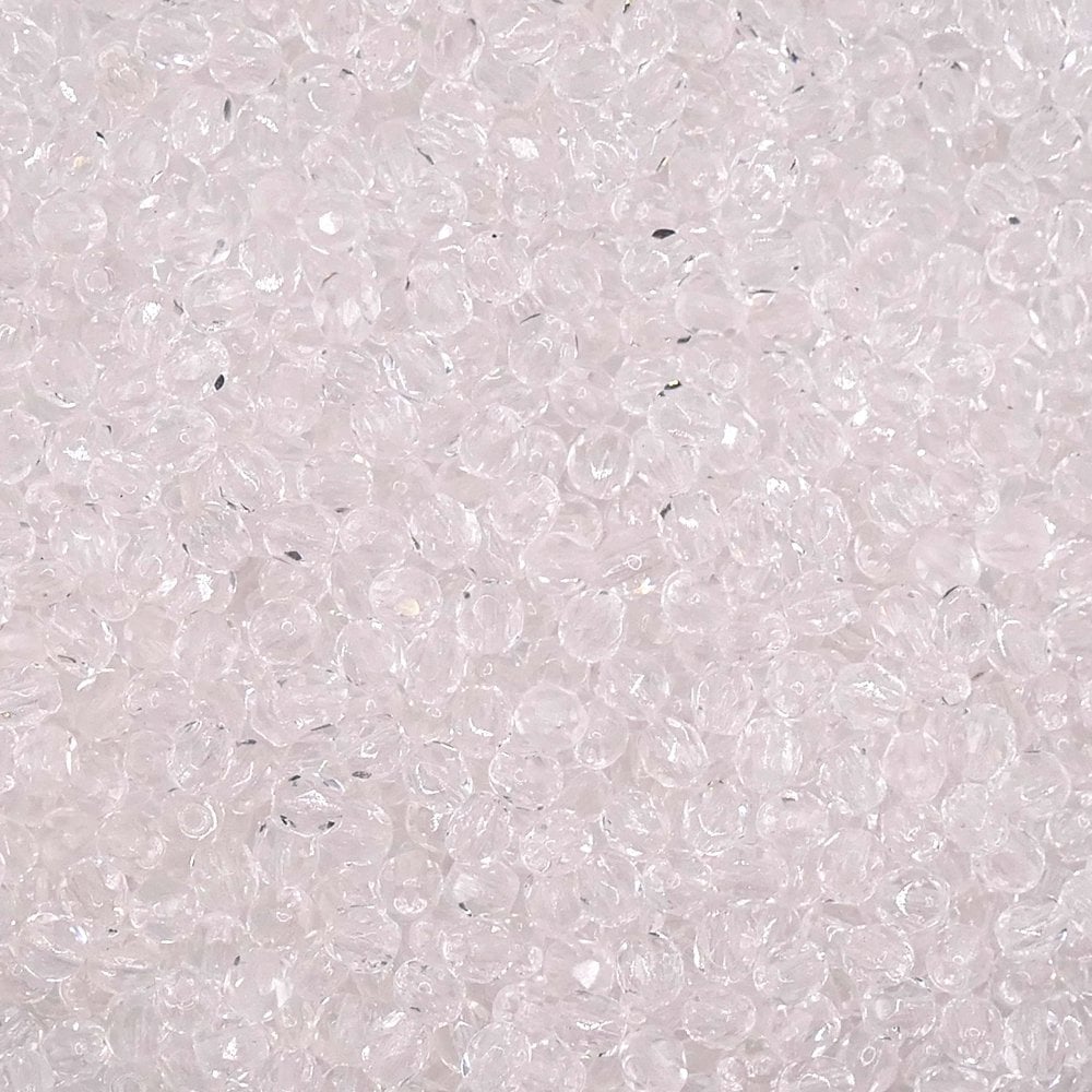 4mm Czech Faceted Round Glass Bead, crystal