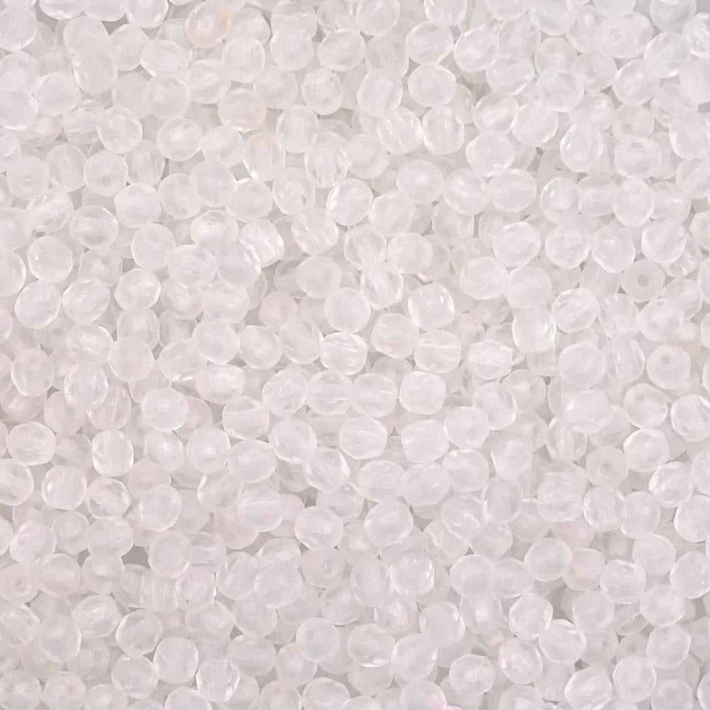 4mm Czech Faceted Round Glass Bead, matte crystal
