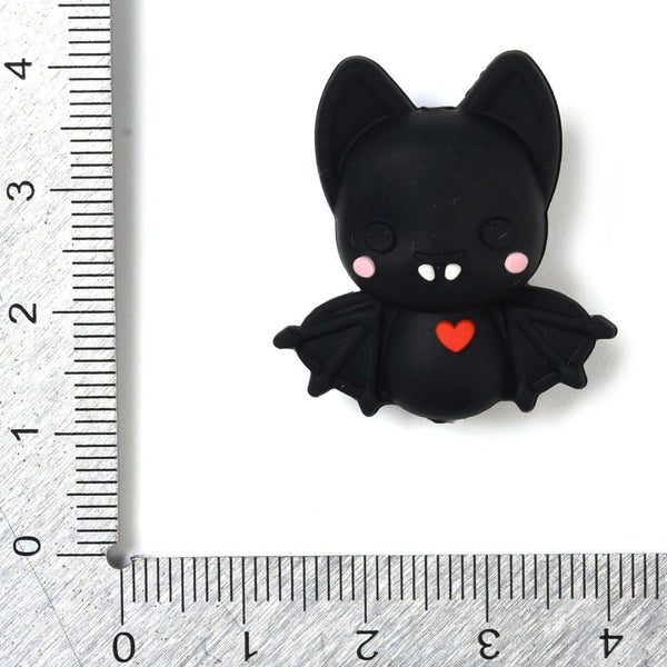 Silicone Bat Beads 30mm, black, additional photo