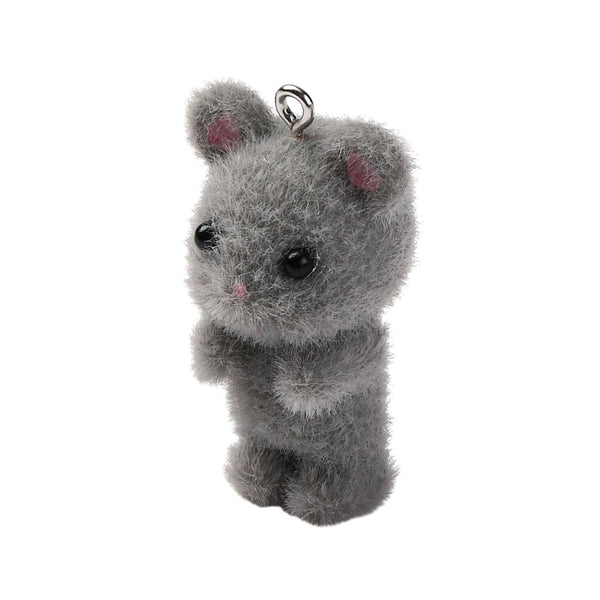 Flocked Resin Mouse Pendant 37mm, grey, additional photo