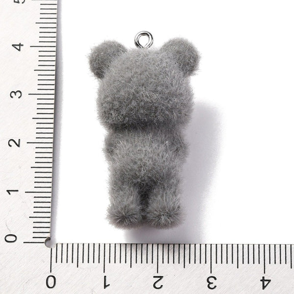 Flocked Resin Mouse Pendant 37mm, grey, additional photo