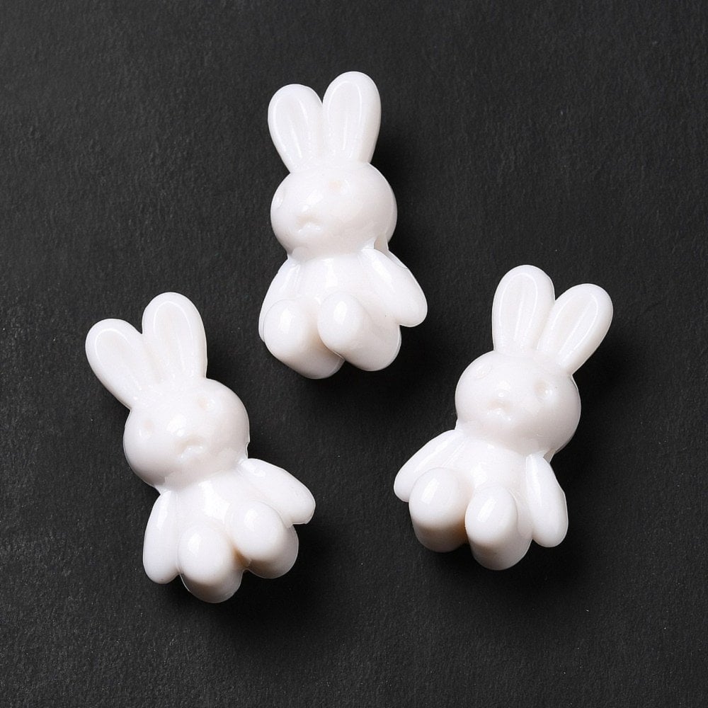 Acrylic Bunny Beads 25mm, white, additional photo