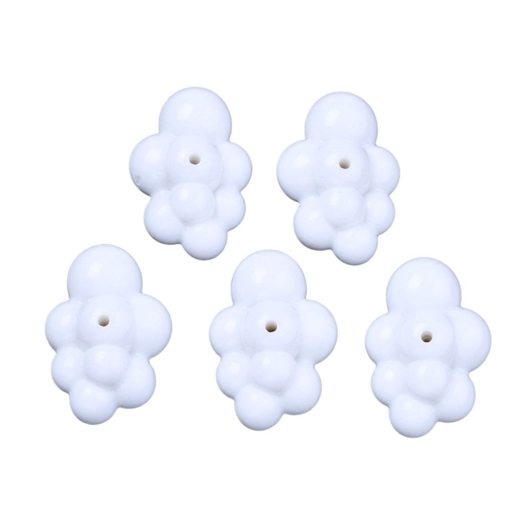 Acrylic Cloud Beads 33x23mm, opaque white