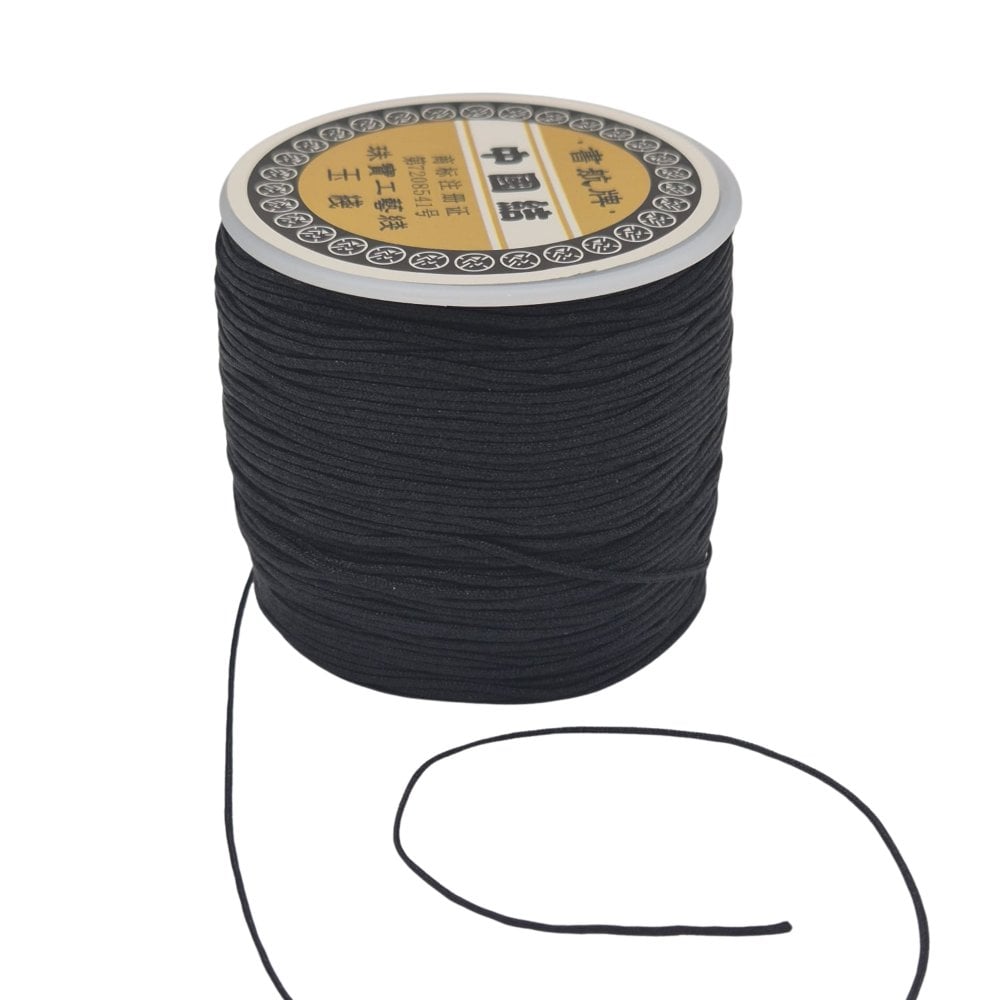 0.8mm Shamballa/Chinese Knotting Nylon Cord, black, additional photo
