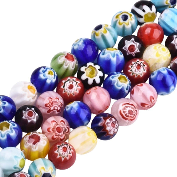 Handmade Round Glass Millefiori Beads 8mm