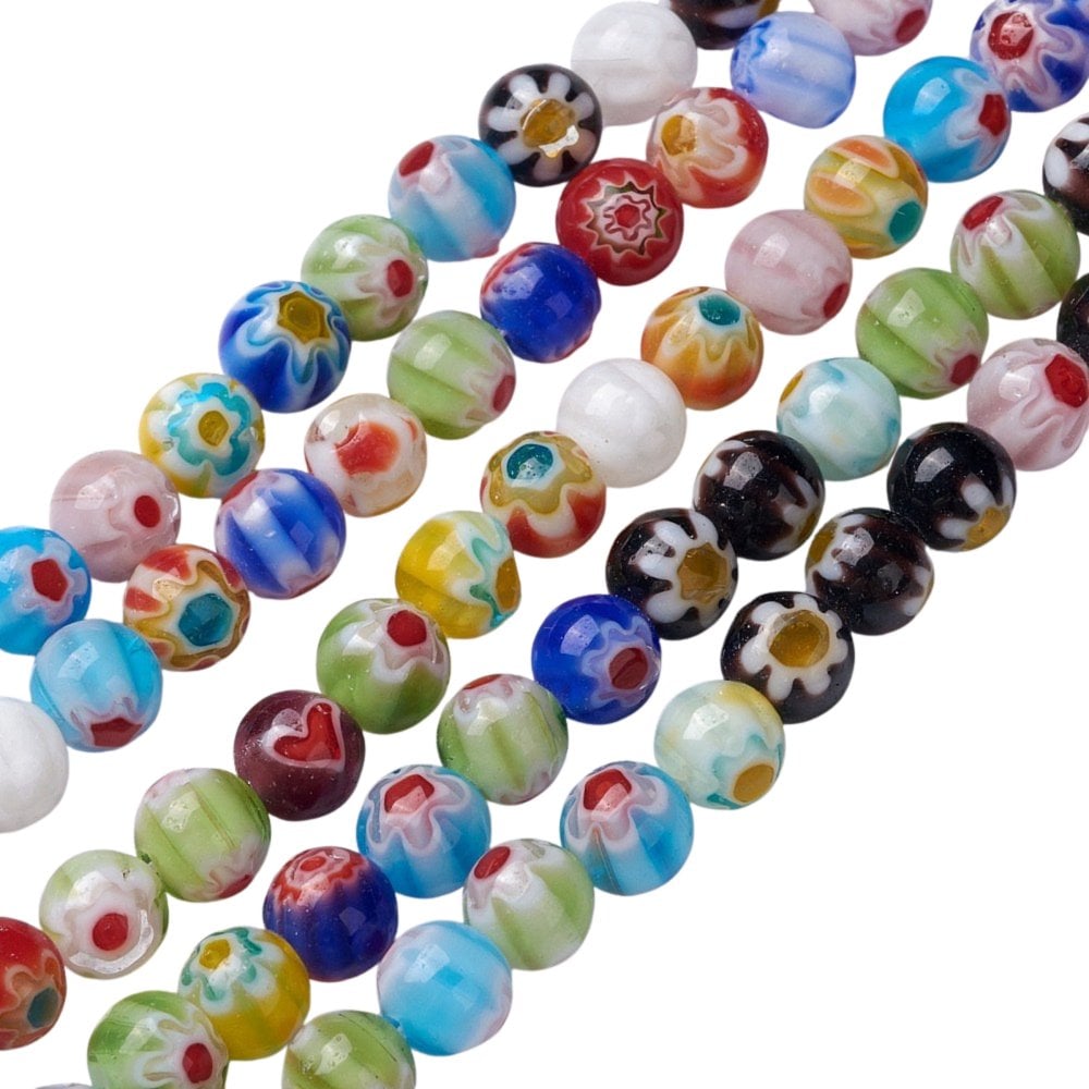 Handmade Round Glass Millefiori Beads 6mm