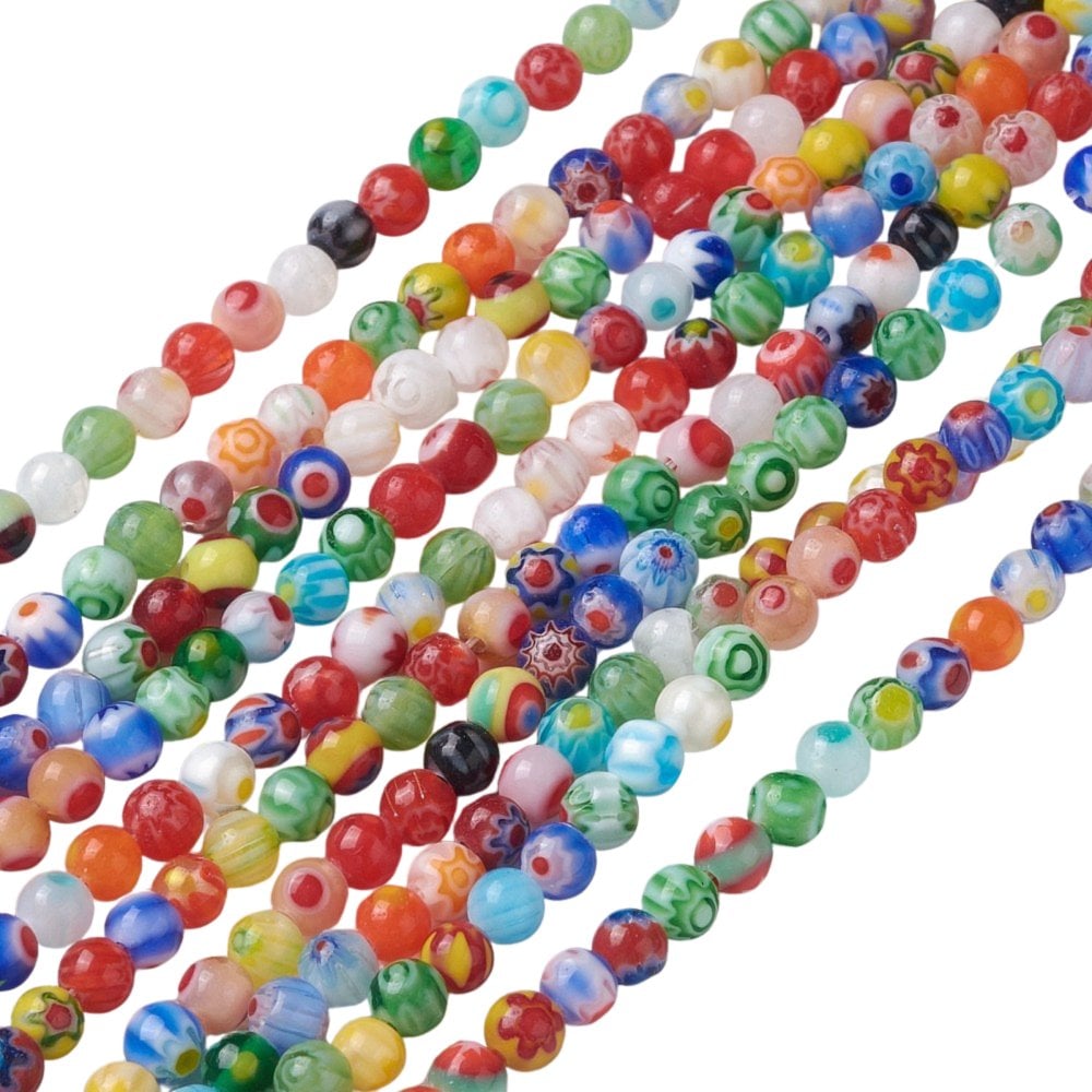 Handmade Round Glass Millefiori Beads 4mm