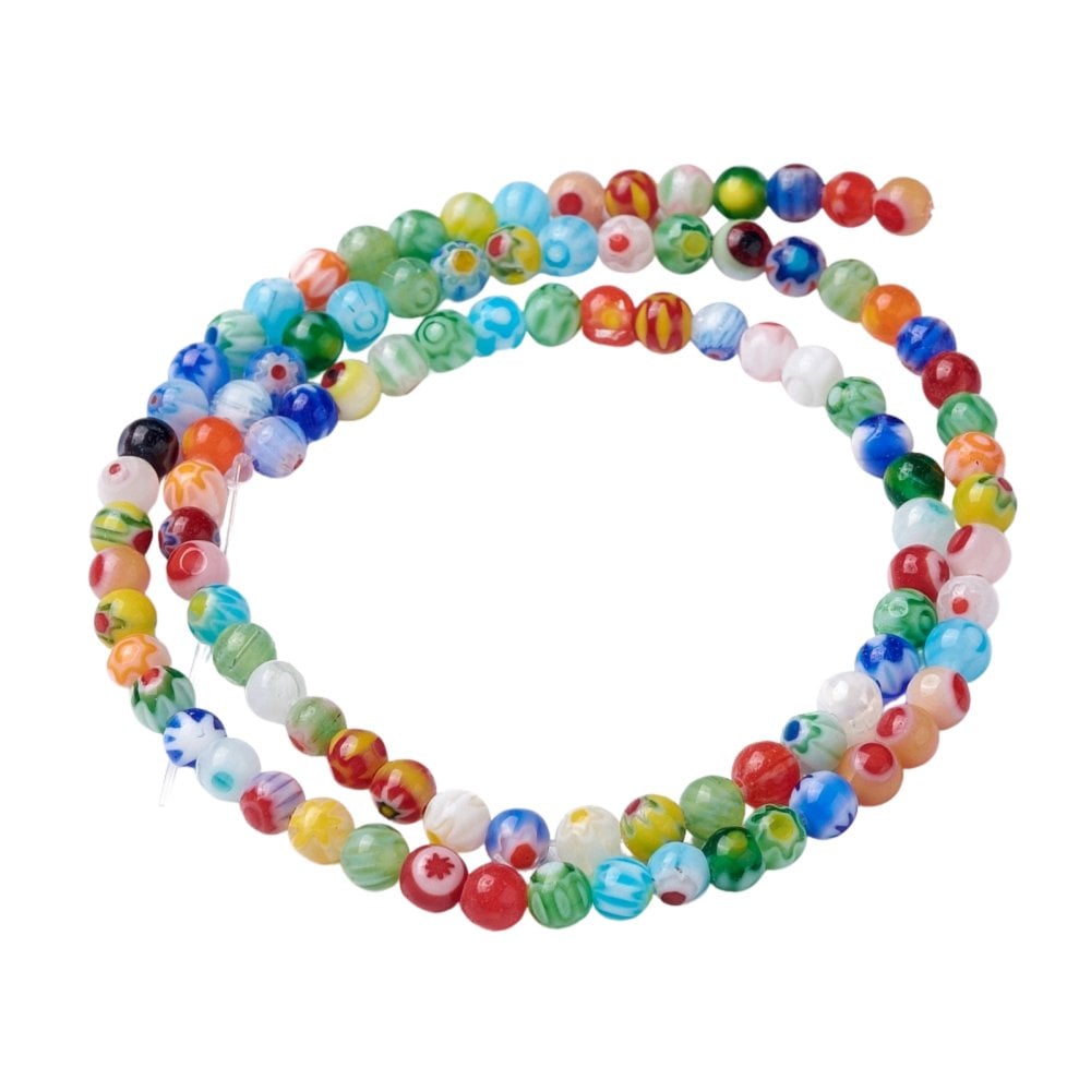 Handmade Round Glass Millefiori Beads 4mm, additional photo