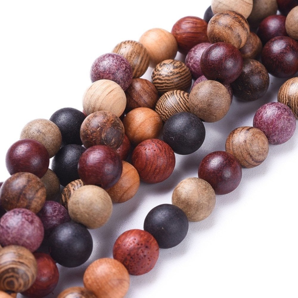 Natural BurlyWood Beads Round 6mm, colourful, additional photo