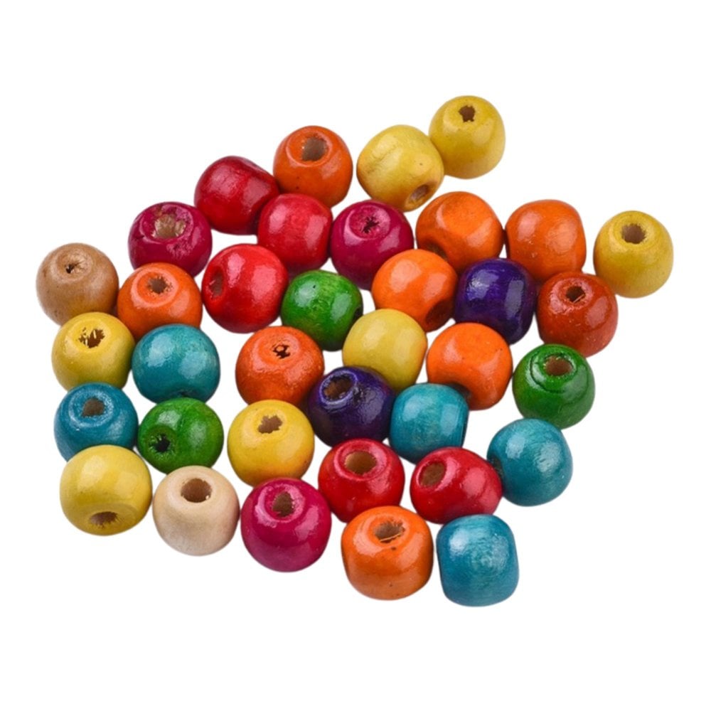 Wooden Dyed/Varnished Beads Round 10mm, multicoloured