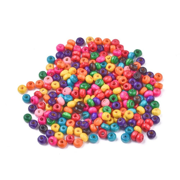 Wooden Dyed Beads Rondelles 5x3mm, multicoloured