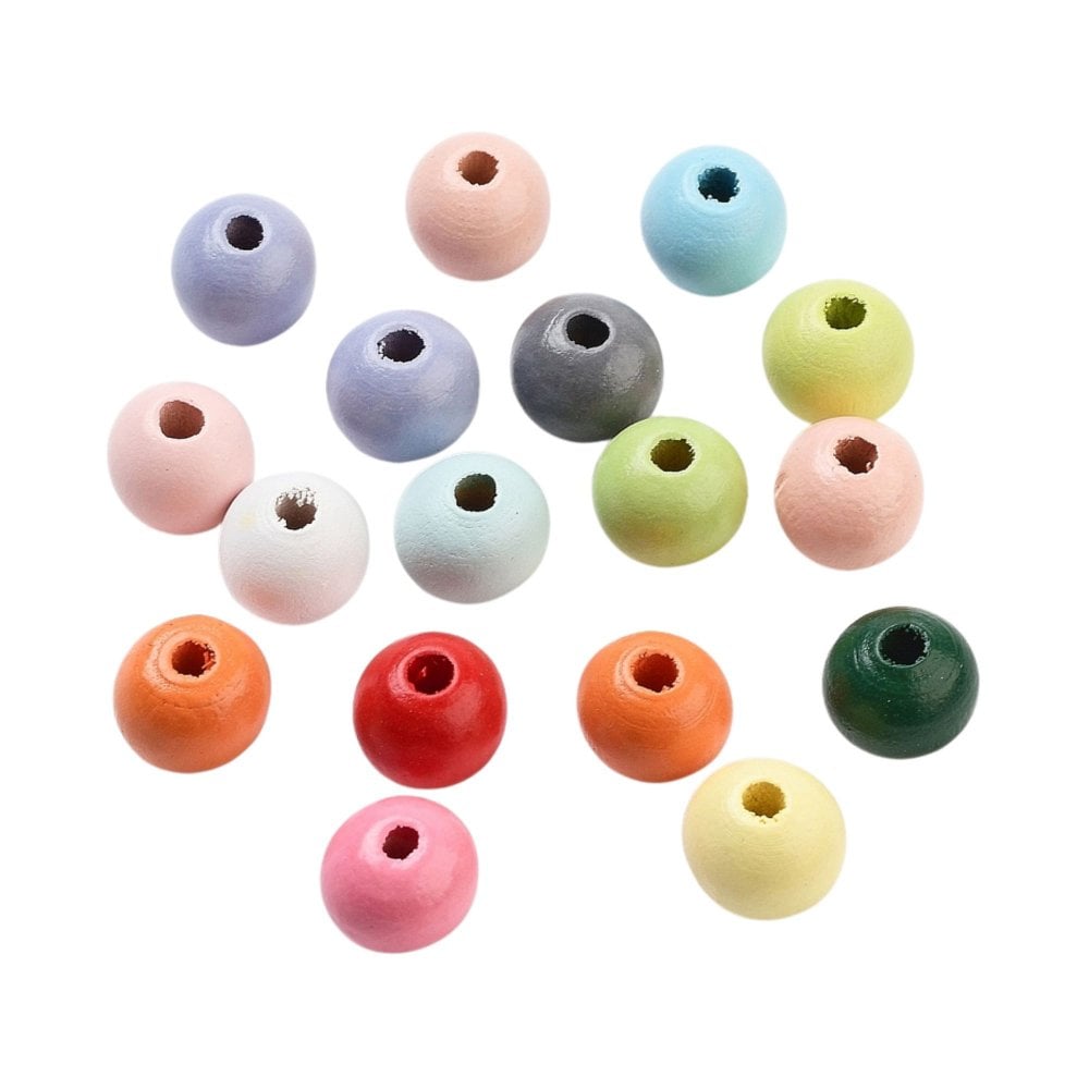 Wooden Dyed Beads Round 10mm, multicoloured
