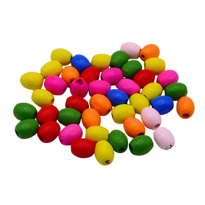 Wooden Dyed Beads Oval Beads 10x8mm, multicoloured