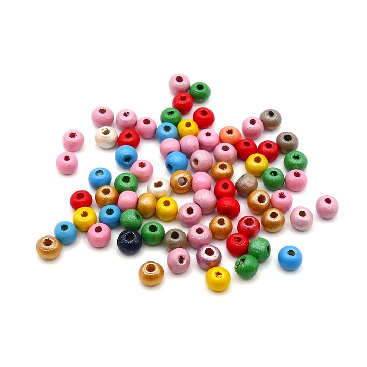 Wooden Spray Painted Donut Beads 6X4mm, multicoloured