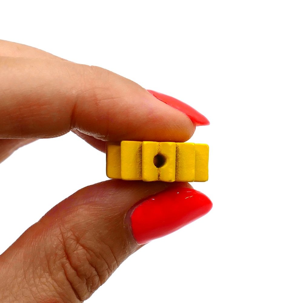 Wooden Sunflower Beads 22mm, yellow/brown, additional photo