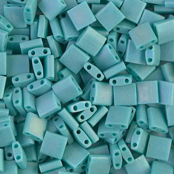 Miyuki Tila Beads, matte opaque turquoise AB