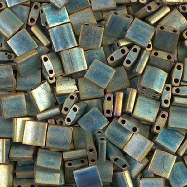 Miyuki Tila Beads, matte metallic patina iris