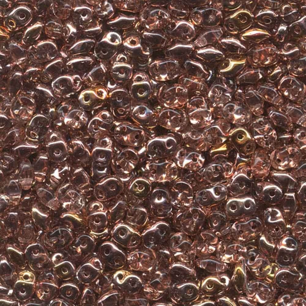 Matubo SuperDuo Czech Beads 2.5x5mm, rosaline capri gold