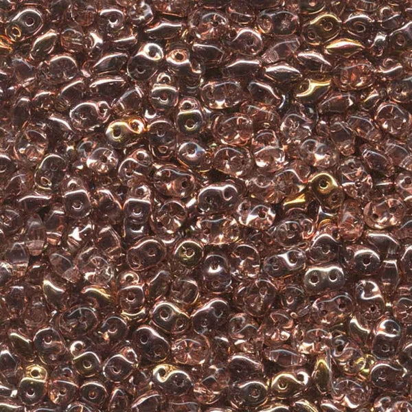 Matubo SuperDuo Czech Beads 2.5x5mm, rosaline capri gold