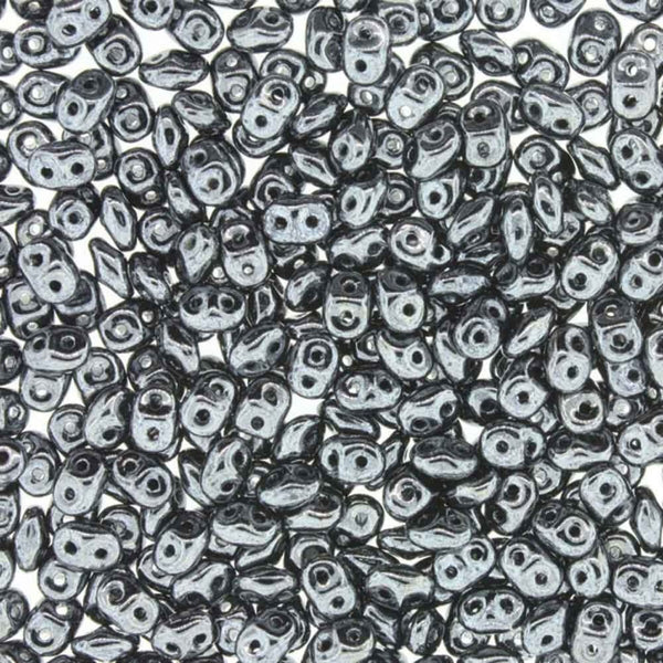 Matubo SuperDuo Czech Beads 2.5x5mm, jet hematite