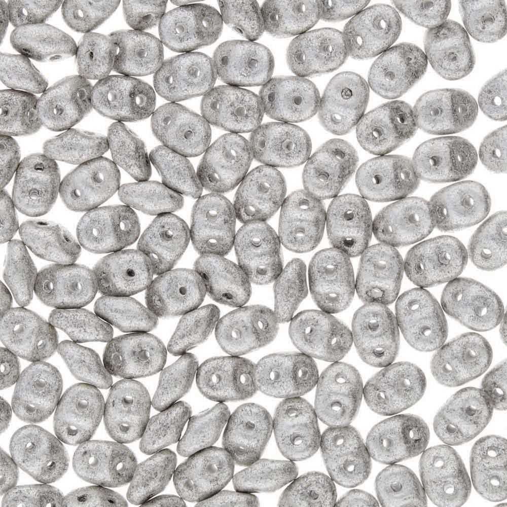 Matubo SuperDuo Czech Beads 2.5x5mm, jet silver pastel