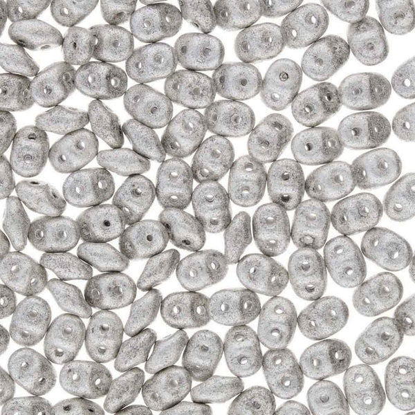 Matubo SuperDuo Czech Beads 2.5x5mm, jet silver pastel