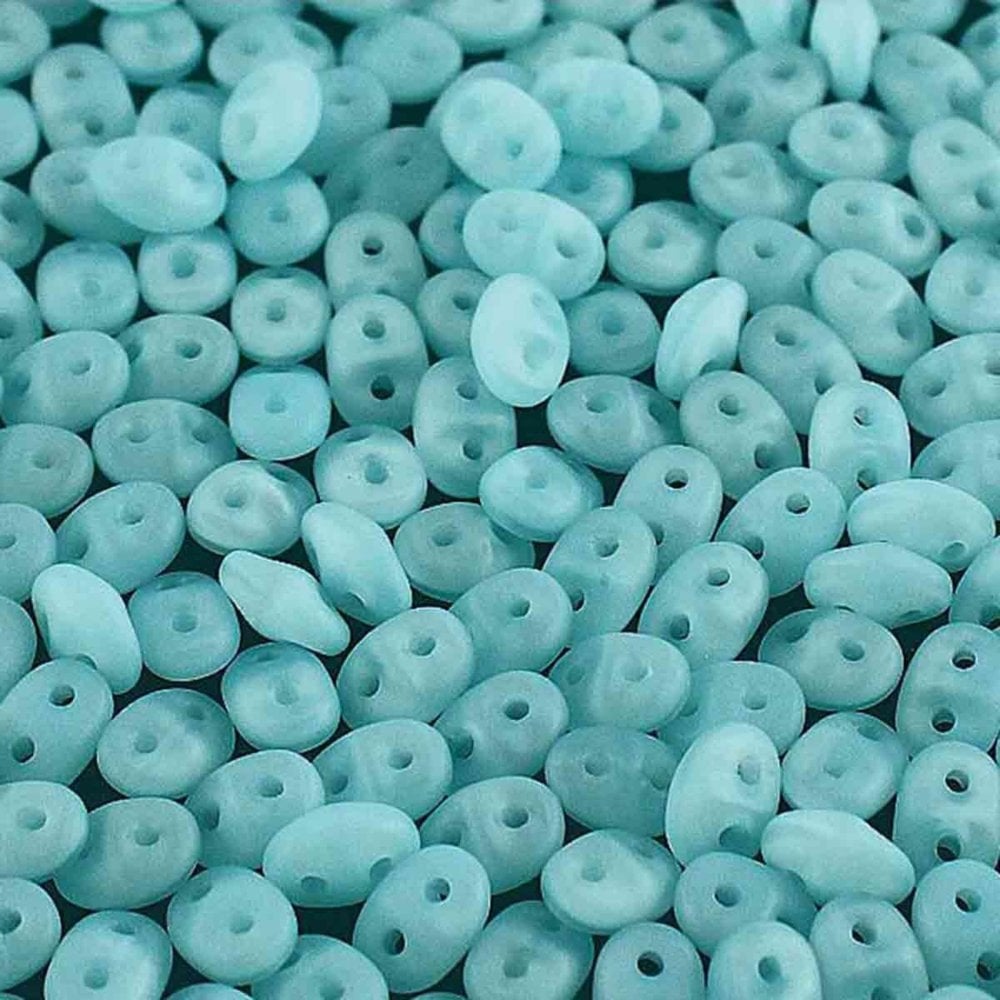 Matubo SuperDuo Czech Beads 2.5x5mm, opal aqua matte