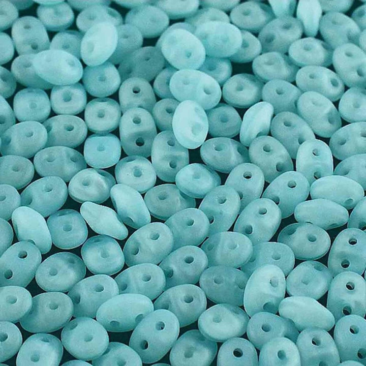 Matubo SuperDuo Czech Beads 2.5x5mm, opal aqua matte