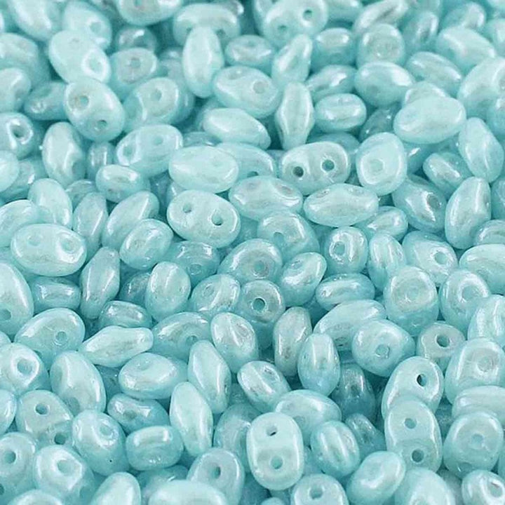 Matubo SuperDuo Czech Beads 2.5x5mm, opal aqua white luster