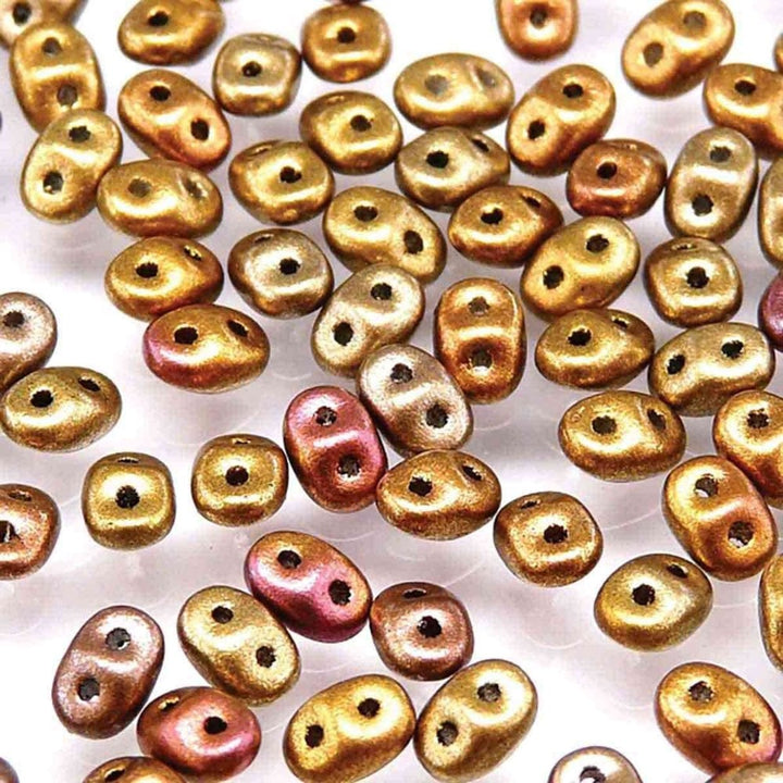 Matubo SuperDuo Czech Beads 2.5x5mm, crystal gold rainbow