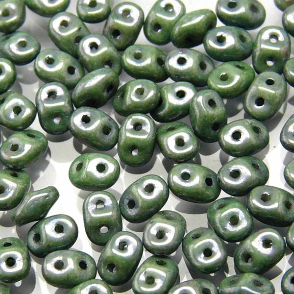 Matubo SuperDuo Czech Beads 2.5x5mm, chalk green luster