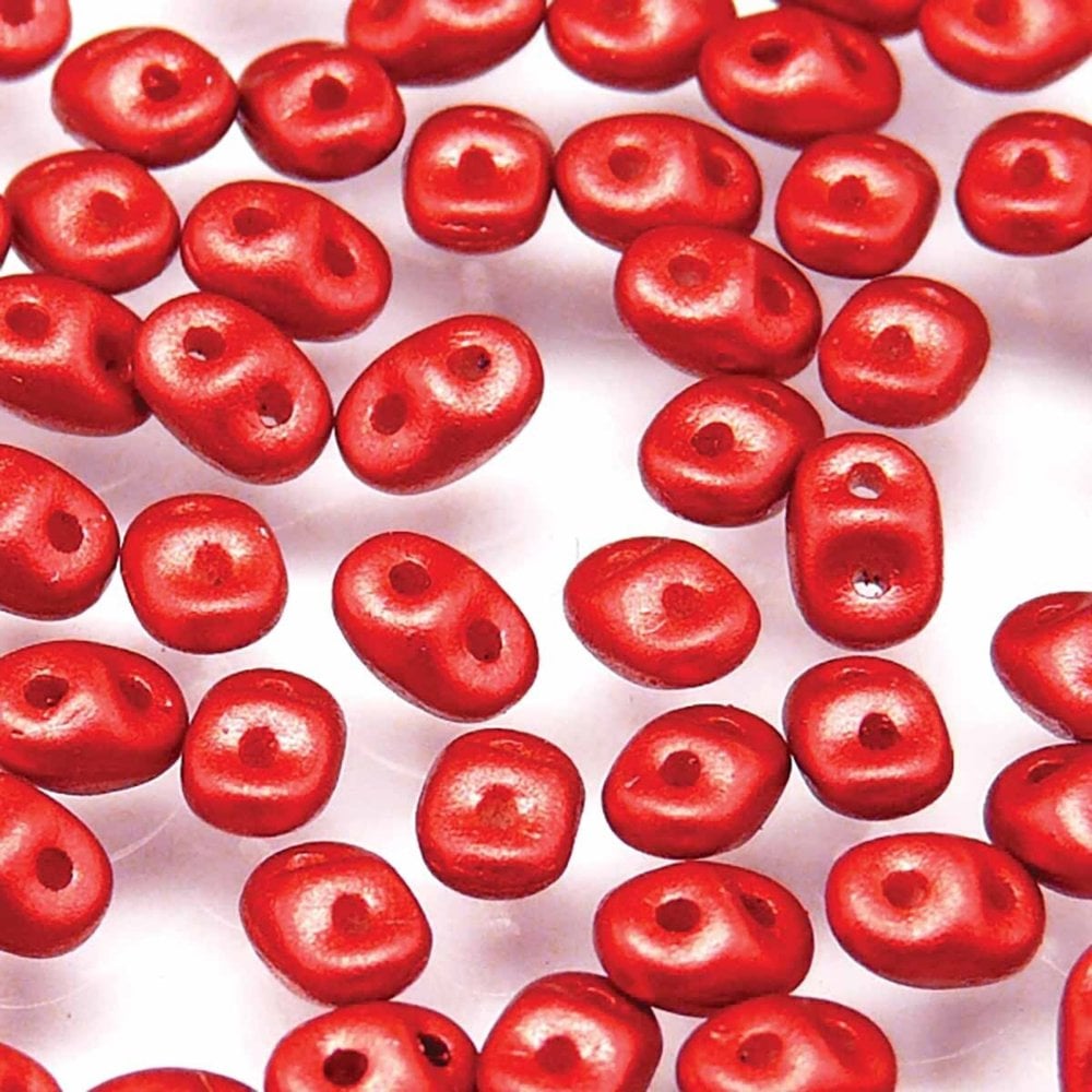 Matubo SuperDuo Czech Beads 2.5x5mm, chalk red lava