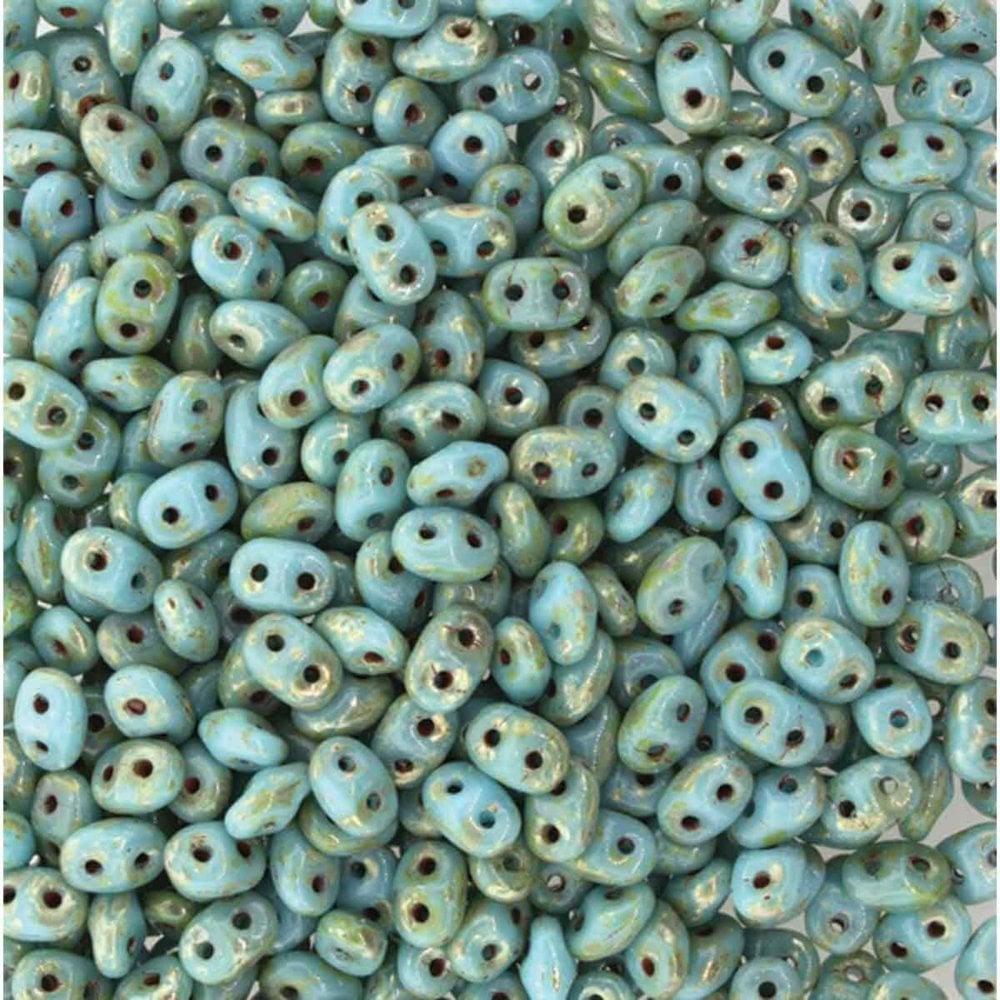 Matubo SuperDuo Czech Beads 2.5x5mm, turquoise blue picasso