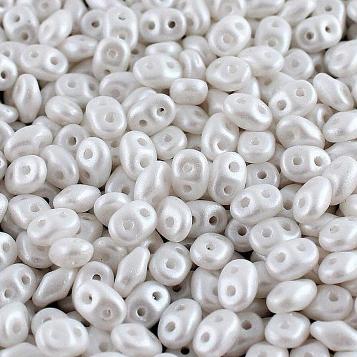 Matubo SuperDuo Czech Beads 2.5x5mm, pearl shine white