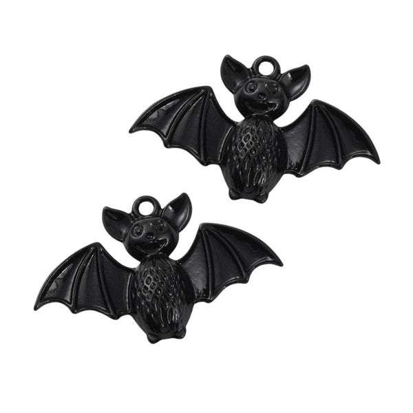 Bat Pendants Metal 25mm, black-plated