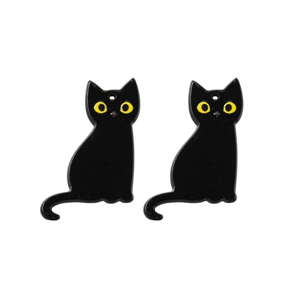 Cat Pendants Acrylic 38mm, black-plated