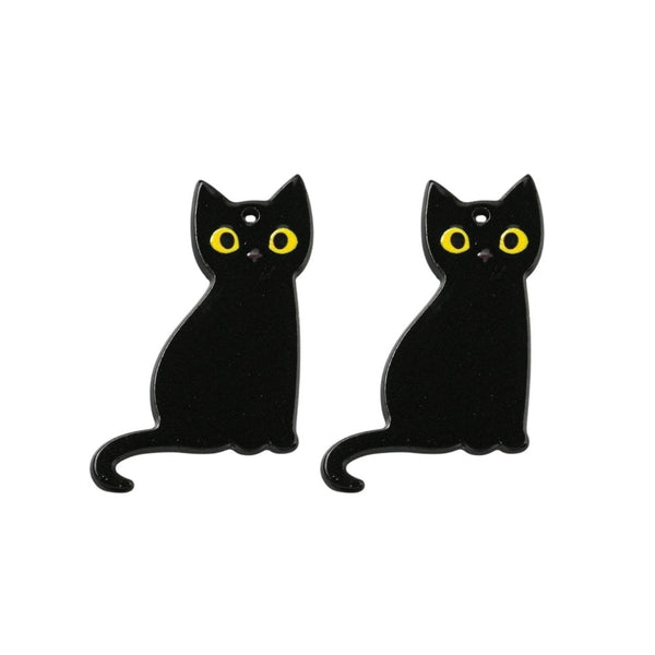 Cat Pendants Acrylic 38mm, black-plated