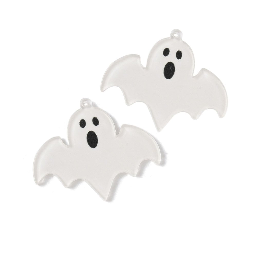 Ghost Pendants Acrylic 34x38mm, white/clear