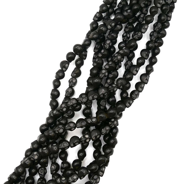 Stone Skull Bead 10mm, black