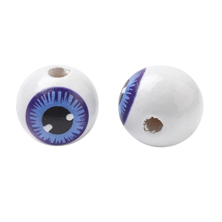 Wooden Eyeball Beads 18mm, blue