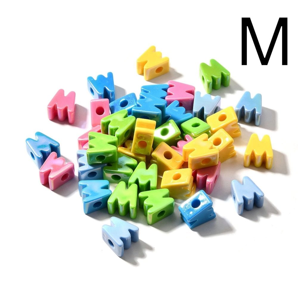 Letter Beads 'M' Extra Large 20mm, UV iridescent