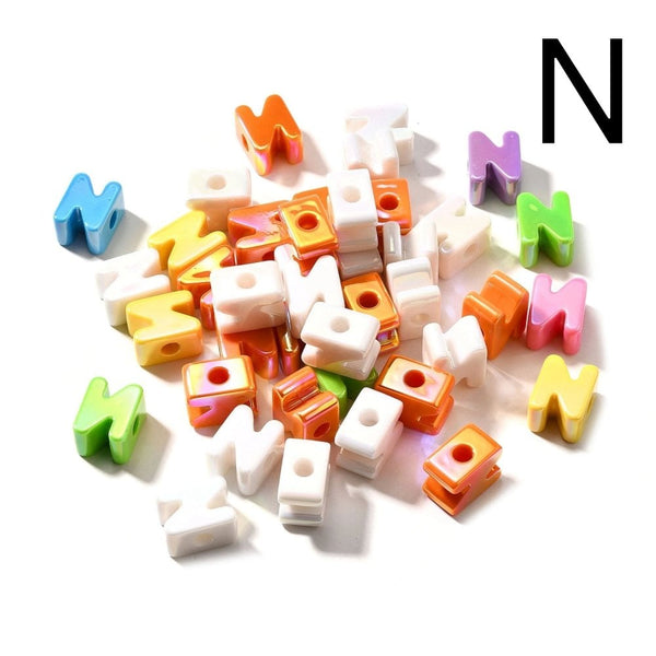 Letter Beads 'N' Extra Large 20mm, UV iridescent