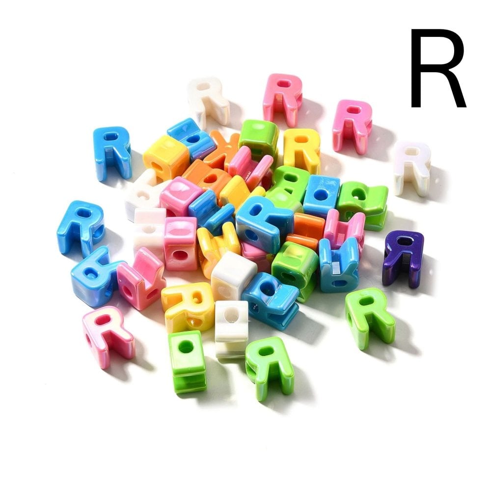 Letter Beads 'R' Extra Large 20mm, UV iridescent