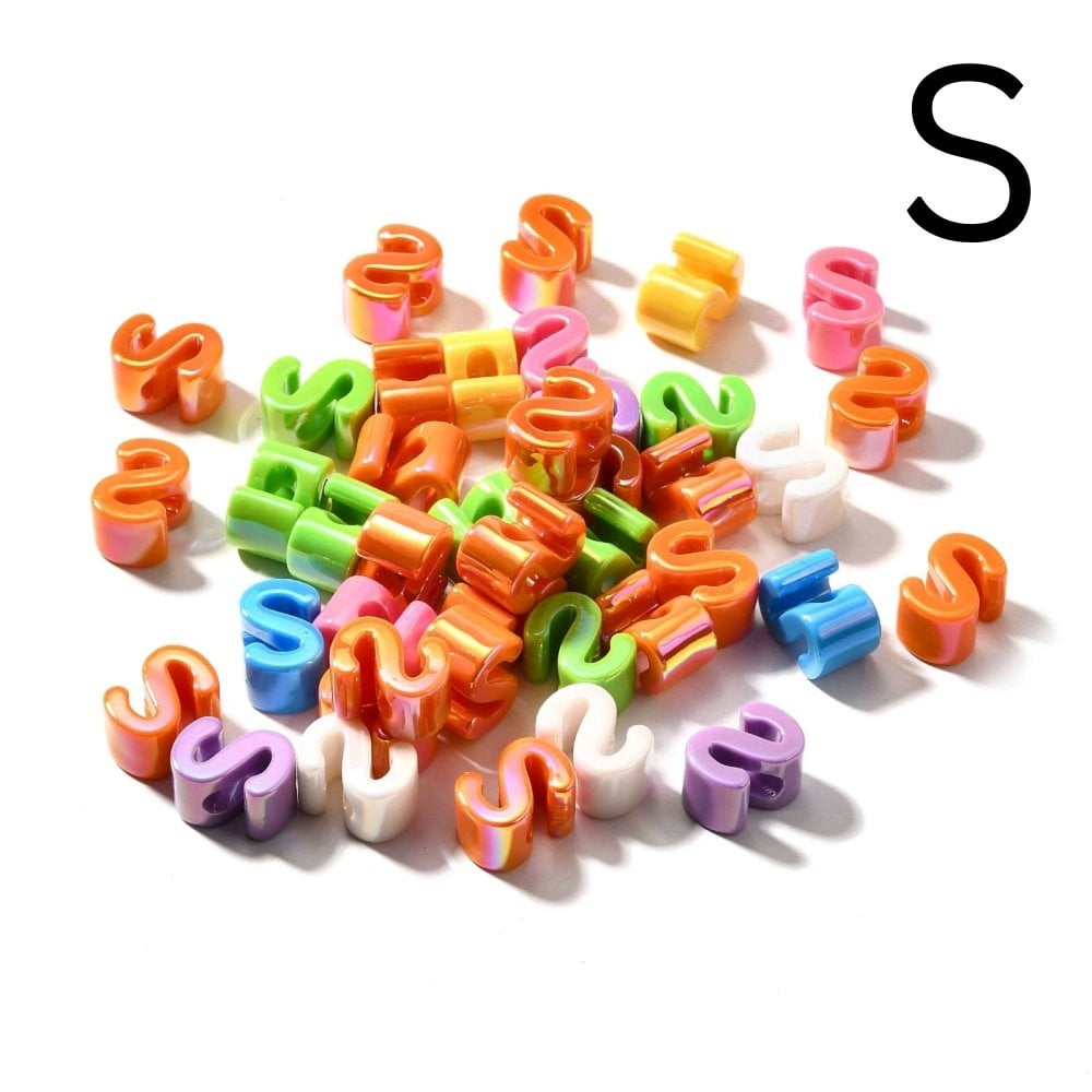 Letter Beads 'S' Extra Large 20mm, UV iridescent