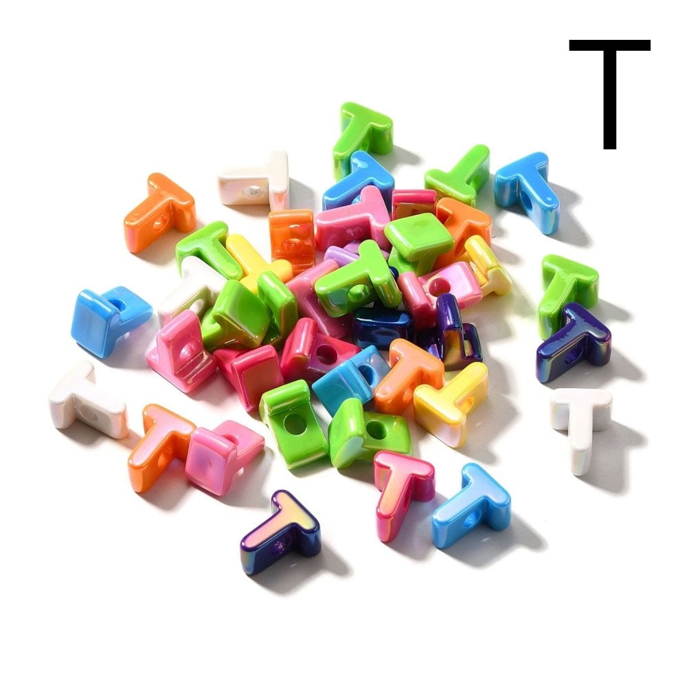 Letter Beads 'T' Extra Large 20mm, UV iridescent