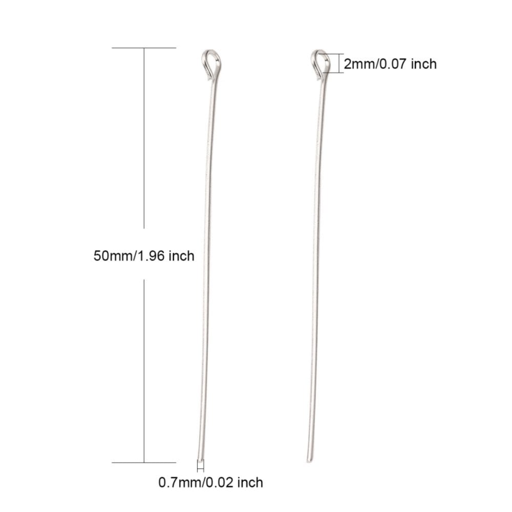 304 Stainless Steel 50mm Eyepins Findings, original colour, additional photo