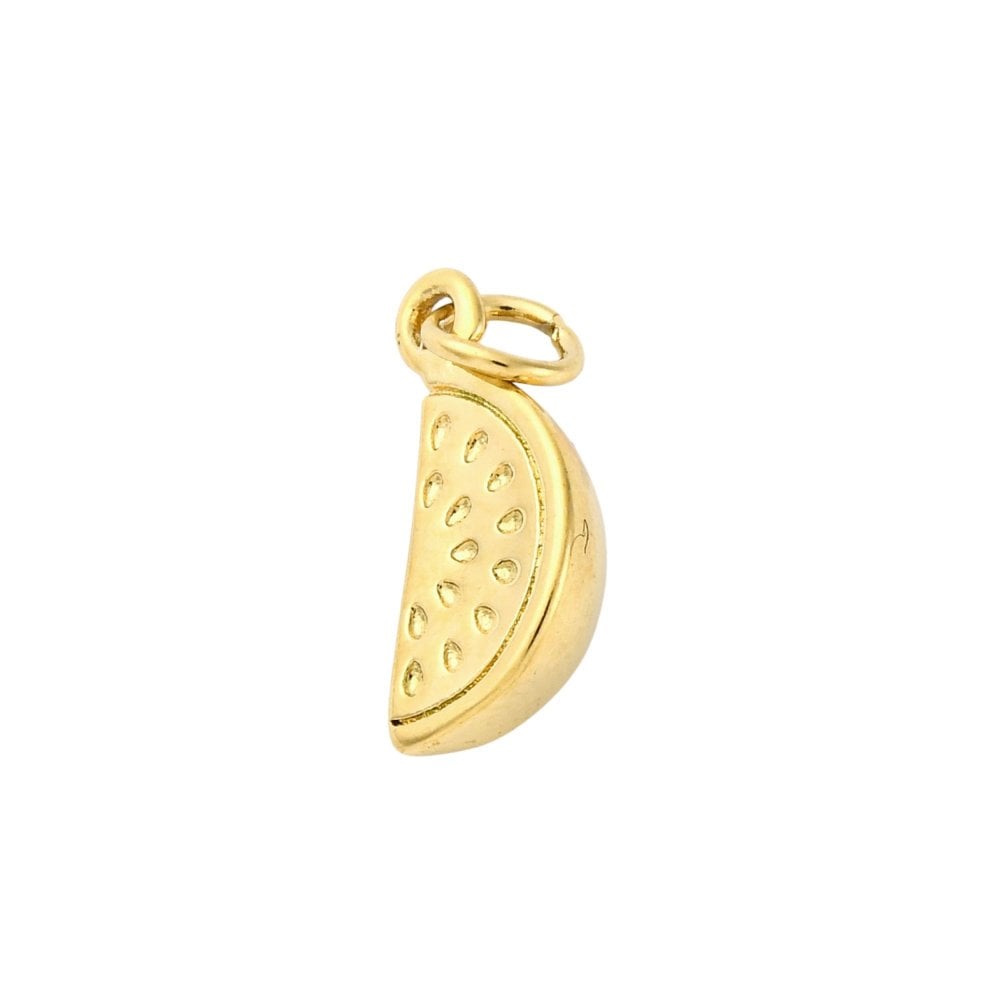 304 Stainless Steel Watermelon Slice Charm 14x8mm, 18k-gold-plated